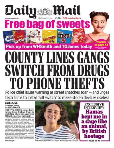 Daily Mail Newspaper Front Page (UK) for 26 July 2025