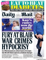 Daily Mail (UK) Newspaper Front Page for 26 September 2016