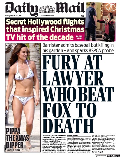 Daily Mail Newspaper Front Page (UK) for 27 December 2019