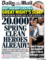 Daily Mail (UK) Newspaper Front Page for 27 January 2020