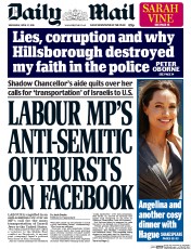 Daily Mail (UK) Newspaper Front Page for 27 April 2016