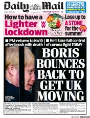 Daily Mail (UK) Newspaper Front Page for 27 April 2020