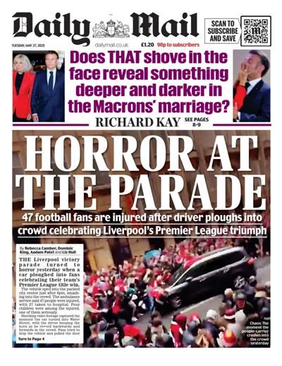 Daily Mail Newspaper Front Page (UK) for 27 May 2025