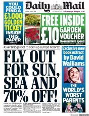 Daily Mail (UK) Newspaper Front Page for 27 June 2020