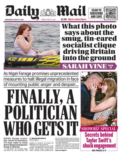 Daily Mail Newspaper Front Page (UK) for 27 August 2025