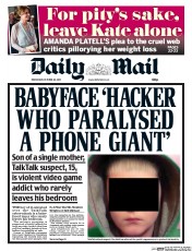 Daily Mail (UK) Newspaper Front Page for 28 October 2015