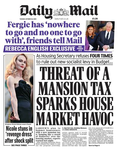 Daily Mail Newspaper Front Page (UK) for 28 October 2025