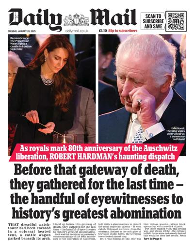 Daily Mail Newspaper Front Page (UK) for 28 January 2025