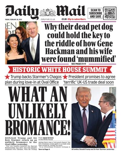 Daily Mail Newspaper Front Page (UK) for 28 February 2025