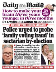 Daily Mail front page for 28 February 2026