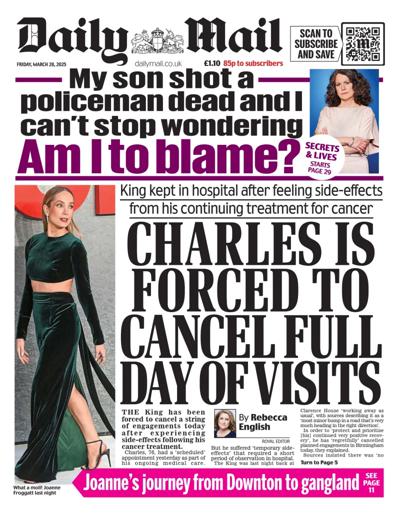 Daily Mail Newspaper Front Page (UK) for 28 March 2025