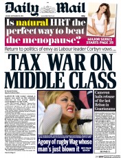 Daily Mail (UK) Newspaper Front Page for 28 September 2015