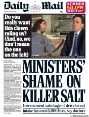 Daily Mail (UK) Newspaper Front Page for 29 April 2015