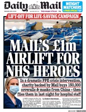 Daily Mail (UK) Newspaper Front Page for 29 April 2020