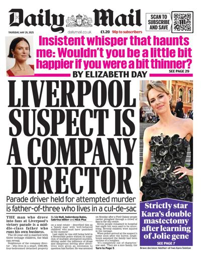 Daily Mail Newspaper Front Page (UK) for 29 May 2025