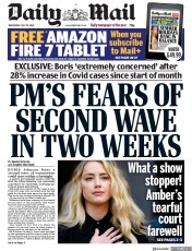 Daily Mail (UK) Newspaper Front Page for 29 July 2020