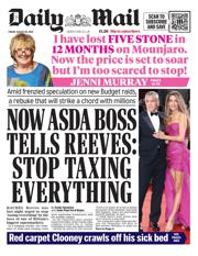 Daily Mail front page for 29 August 2025