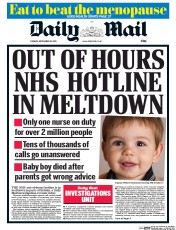 Daily Mail (UK) Newspaper Front Page for 29 September 2015