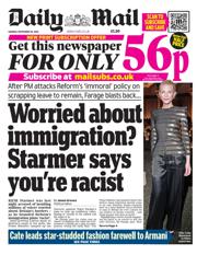 Daily Mail front page for 29 September 2025