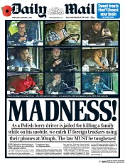 Daily Mail (UK) Newspaper Front Page for 2 November 2016