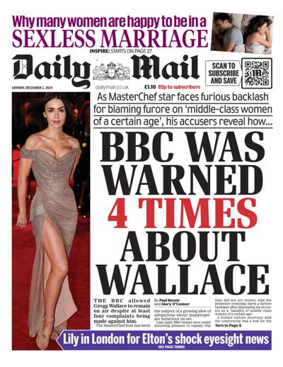 Daily Mail Newspaper Front Page (UK) for 2 December 2024