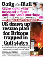 Daily Mail front page for 2 March 2026