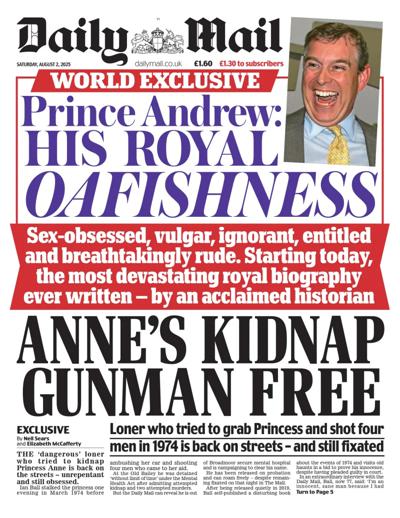 Daily Mail Newspaper Front Page (UK) for 2 August 2025