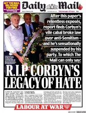 Daily Mail (UK) Newspaper Front Page for 30 October 2020