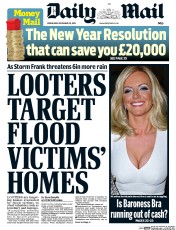 Daily Mail (UK) Newspaper Front Page for 30 December 2015