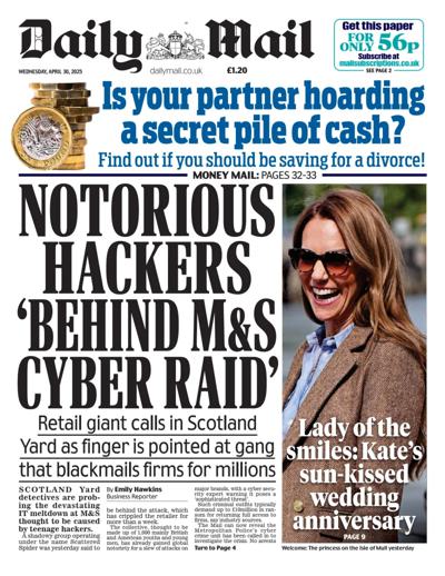 Daily Mail Newspaper Front Page (UK) for 30 April 2025
