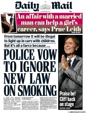 Daily Mail (UK) Newspaper Front Page for 30 September 2015