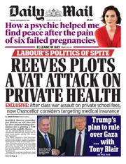 Daily Mail front page for 30 September 2025