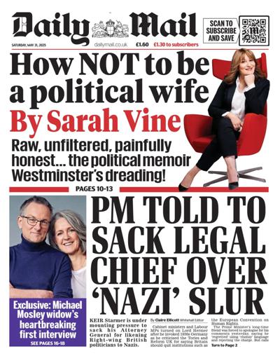 Daily Mail Newspaper Front Page (UK) for 31 May 2025