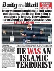 Daily Mail front page for 3 October 2025
