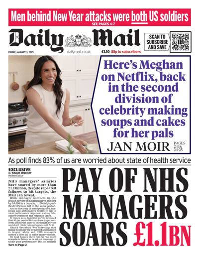 Daily Mail Newspaper Front Page (UK) for 3 January 2025