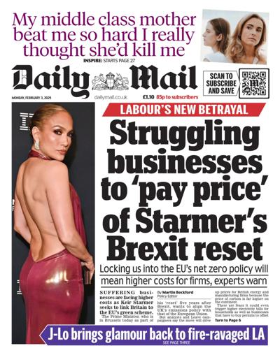 Daily Mail Newspaper Front Page (UK) for 3 February 2025