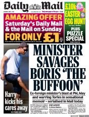 Daily Mail (UK) Newspaper Front Page for 3 April 2021