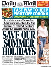 Daily Mail (UK) Newspaper Front Page for 3 June 2020