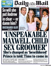 Daily Mail (UK) Newspaper Front Page for 3 July 2020