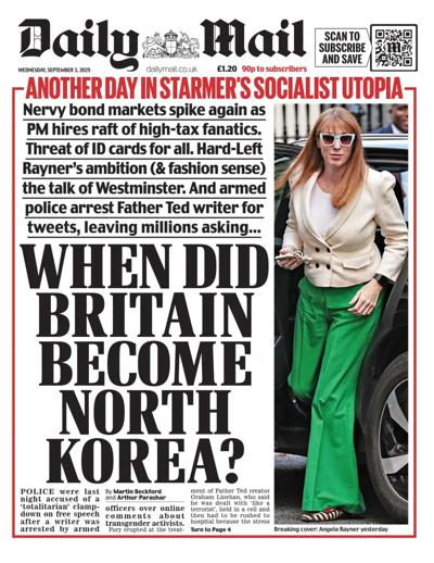 Daily Mail Newspaper Front Page (UK) for 3 September 2025