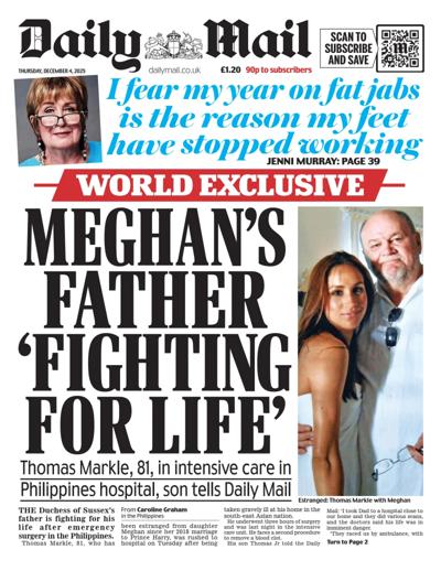 Daily Mail Newspaper Front Page (UK) for 4 December 2025