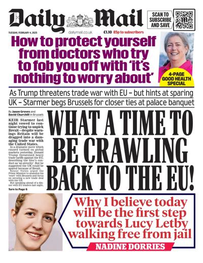 Daily Mail Newspaper Front Page (UK) for 4 February 2025