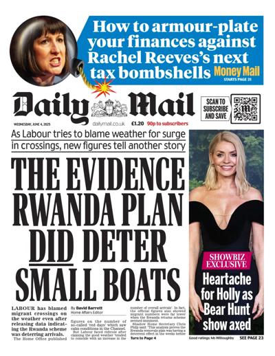Daily Mail Newspaper Front Page (UK) for 4 June 2025