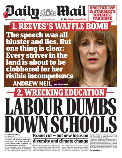 Daily Mail Newspaper Front Page (UK) for 5 November 2025