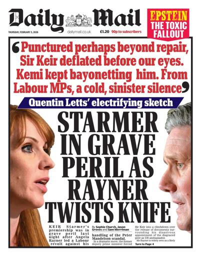 Daily Mail Newspaper Front Page (UK) for 5 February 2026