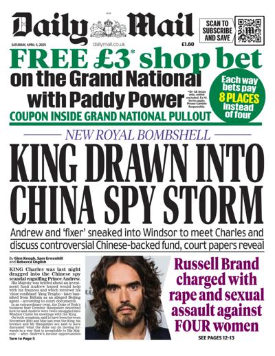 Daily Mail Newspaper Front Page (UK) for 5 April 2025