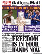 Daily Mail (UK) Newspaper Front Page for 5 July 2021