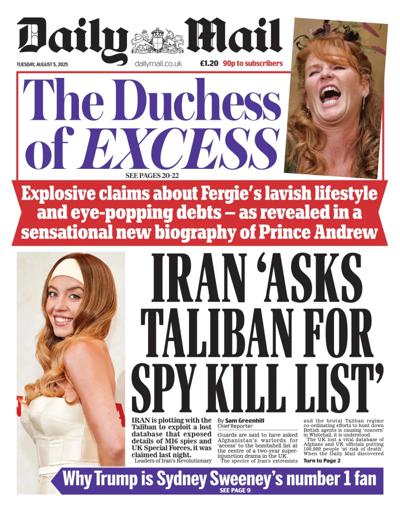 Daily Mail Newspaper Front Page (UK) for 5 August 2025