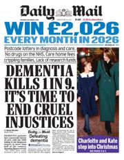 Daily Mail front page for 6 December 2025
