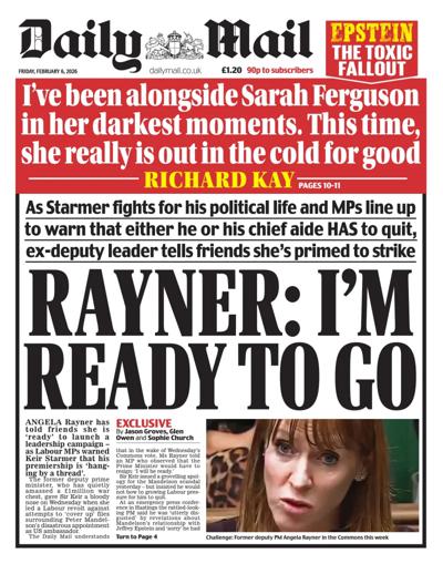 Daily Mail Newspaper Front Page (UK) for 6 February 2026